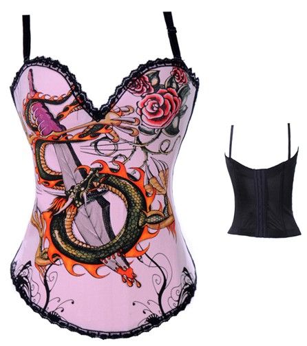 L2258P - Corselet overbust rosa Rock heaven