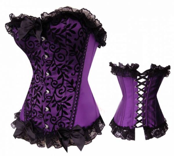 L2327 - Corselet overbust roxo detalhado