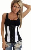 L2394 - Corselet Underbust Branco e Preto