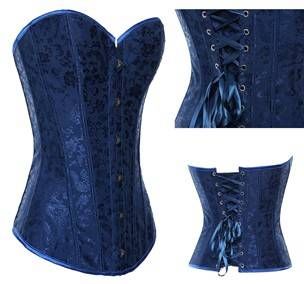 L2357D - Corselet overbust azul detalhado