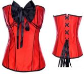 L2604 - Corselet overbust vermelho c/ laço