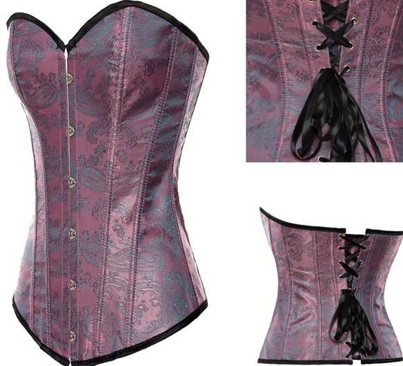 L2357E - Corselet overbust rosa detalhado