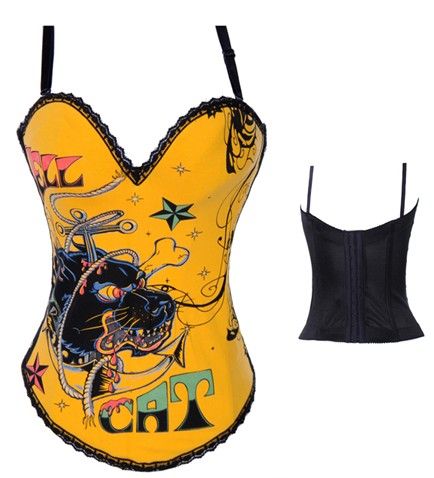 L2258O - Corselet overbust amarelo Hell Cat