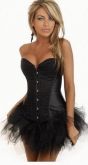 L2403 - Conjunto corselet preto c/ brilho + saia