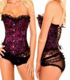 L813 - Corselet overbust roxo c/ rendinha