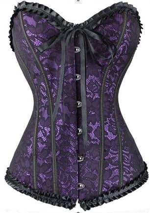 L2337 - Corselet overbust roxo c/ babado