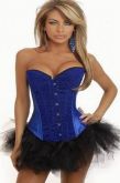 L2404 - Conjunto corselet azul c/ brilho + saia