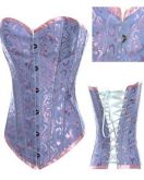 L2356 - Corselet overbust azul detalhado